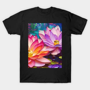 Pink and Purple Waterlilies T-Shirt